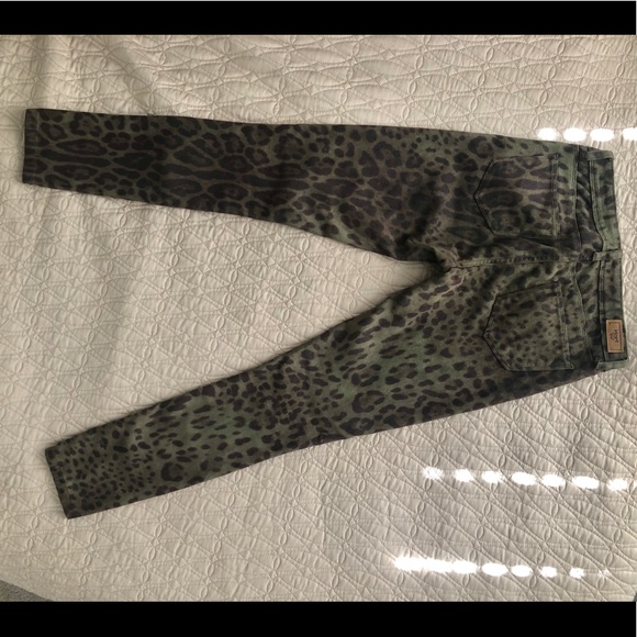 Rare Hart Denim olive suede leopard jeans - Picture 3 of 5